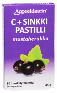 Apteekkarin C+ Sinkkipastilli mustaherukka